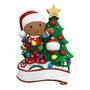 Personalized Baby's First Christmas Decorating the Tree Ornament - African American