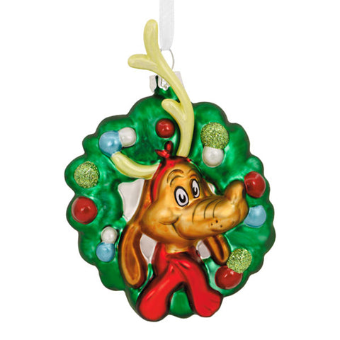 Blown Glass The Grinch's Max in Wreath Ornament 3HCM1055