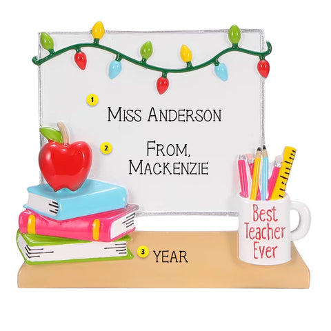 Personalized Christmas White Board for Teacher Ornament OR2739