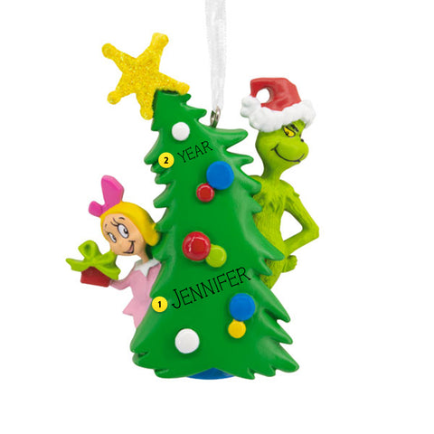 Grinch and Cindy Lou Who Ornament Personalized