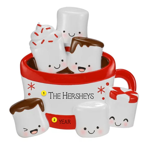Personalized New Hot Cocoa Family of 6 Ornament OR2662-6