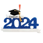 Class of 2024 Graduation Ornament with grad cap and diploma blue accents 