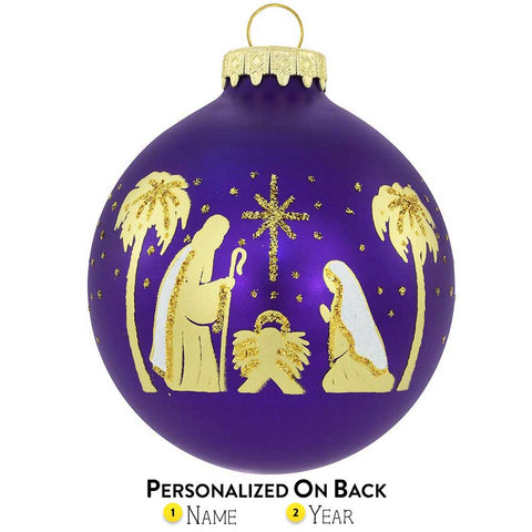 Personalized Holy Family Glass Bulb Ornament