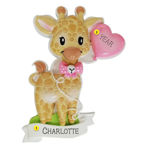 Personalized Giraffe Pink Ornament