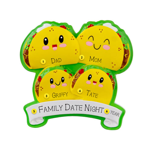 Personalized Taco Family of 4 Ornament