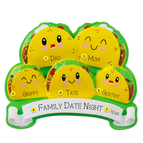 Taco Family Of 5 Personalized Ornament