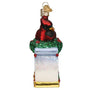 Cardinal Memorial Glass ornament for the Christmas tree side view