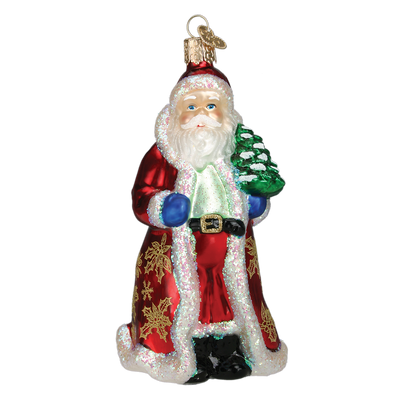 Glistening Golden Santa Ornament 