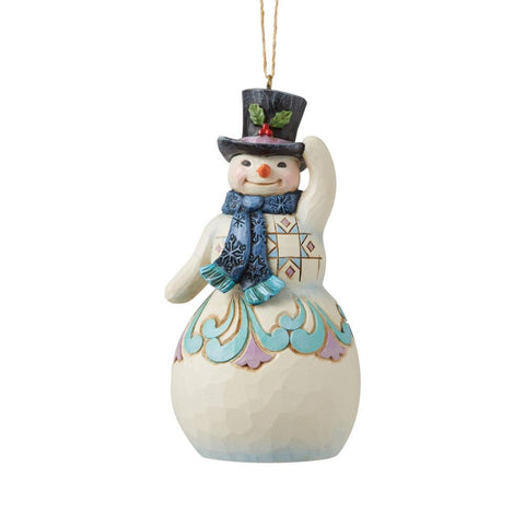 Jim Shore Snowman with Top Hat Christmas Tree Ornament