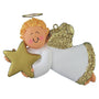 Angel with Star Ornament - White Male, Blond Hair for Christmas Tree