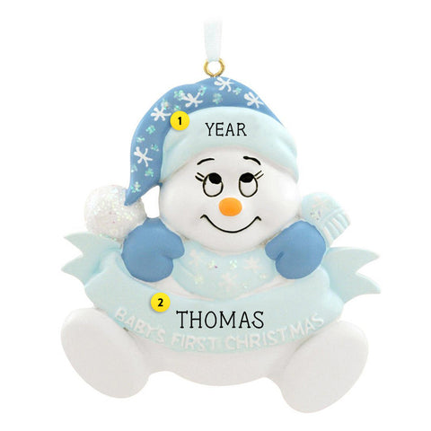 Baby Boy's 1st Christmas Snowbaby Ornament for Christmas Tree