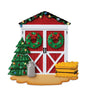 Christmas Decorated Barn Door Resin Ornament