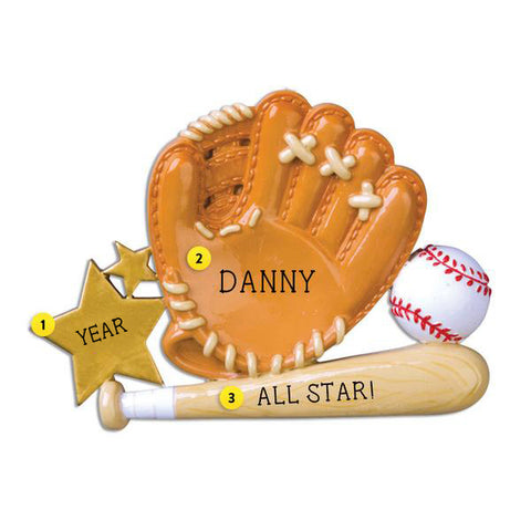 Baseball mitt ball and glove ornament