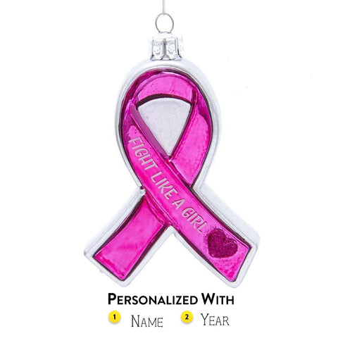 "'Fight Like A Girl' Breast Cancer Ribbon Christmas Tree Ornament