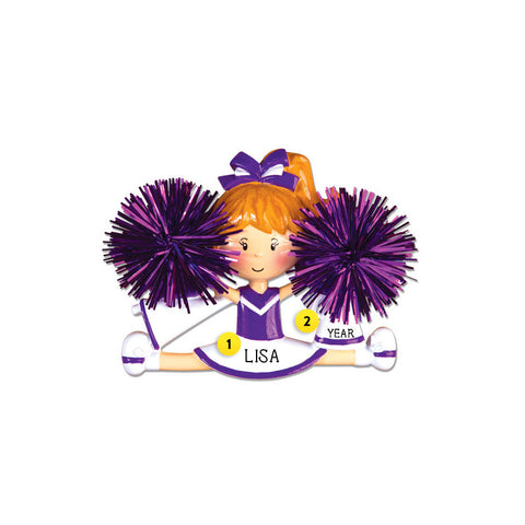 Cheerleader/Pom Ornament - Purple for Christmas Tree