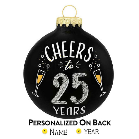 Personalized Cheers to 25 Years Glass Ornament
