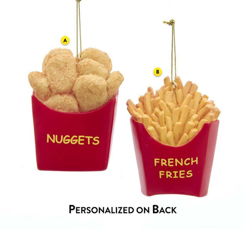 Chicken Nuggets or French Fries Christmas Tree Ornament,  2 assorted