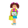 1st Day of School Ornament - White Female, Brown Hair for Christmas Tree