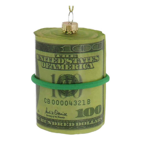 Roll of Money Glass Ornament 