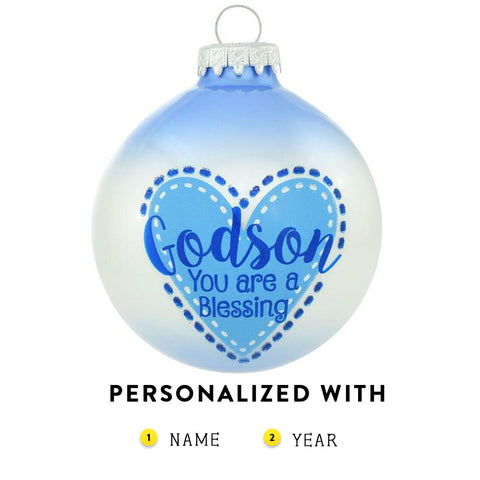 Godson you are a blessing glass ornament