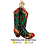 Holly Berry Cowboy Boot Ornament - Old World Christmas