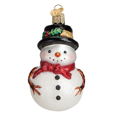 Holly Hat Red Scarf Snowman Ornament | Old World Christmas  display picture 2