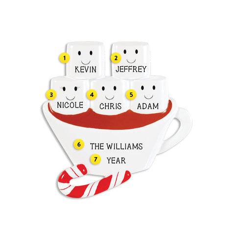 Hot Chocolate Family of 5 Ornament for Christmas Tree