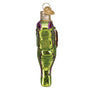 Lime green glass luna moth ornament side view