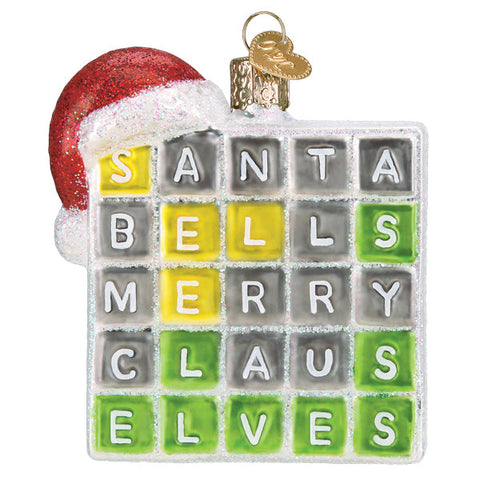 Wordle Glass Merry Words Ornament - Old World Christmas