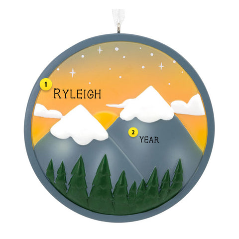 Personalized Mountain View Ornament 
