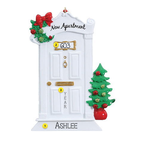 Personalized New Apartment White Door Ornament