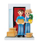 New Home Couple with boxes outside front door resin ornament