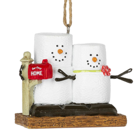 Original S'mores Ornament for New Homeowners Couple with Mailbox that says Our First Home 