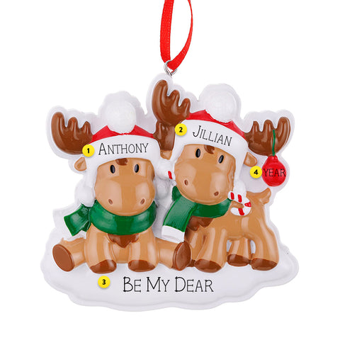 Personalized Cutesy Moose Couple Ornament