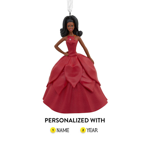 Personalized Barbie Ornament with Brown Skin  African American or Latinx