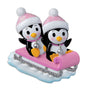 Pink Twin Penguins Sledding Ornament