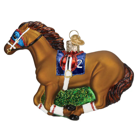 Brown Racehorse glass ornament 