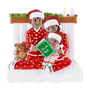 Personalized Reading in Bed Family of 3 Ornament - African American