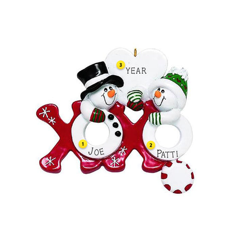 Hugs and Kisses Snowman Couple Ornament For Christmas Tree