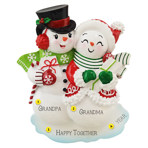 Snowman Couple with Presents Ornament