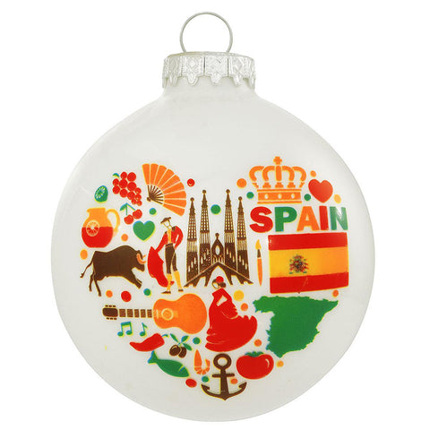 Personalized Spain Glass Bulb Ornament
