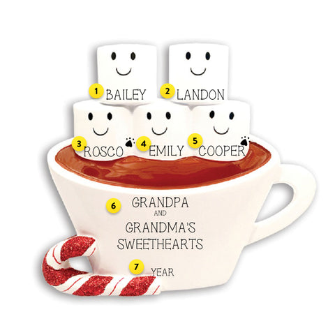 Personalized Hot Cocoa Family of 5 Table Top Decoration