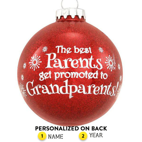 Personalized Promoted to Grandparents Glass Bulb Ornament