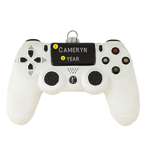 White Glass Video Game Controller Christmas Tree Ornament  Xbox style controller