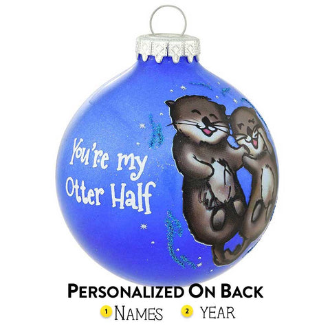 "You're My Otter Half" Glass Couple Ornament