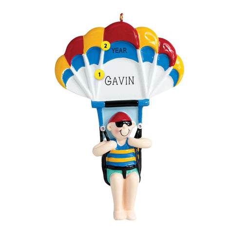 Parasailing Man Personalized Christmas Ornament 