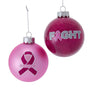 Breast Cancer Glass Bulb, 2 assorted, Survivor or Fight