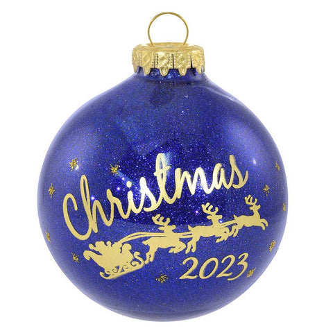 Personalized 2023 Christmas Sleigh Glass Bulb Ornament