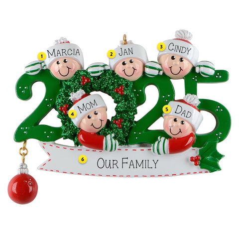 Personalized 2025 Dated Family of 5 Ornament