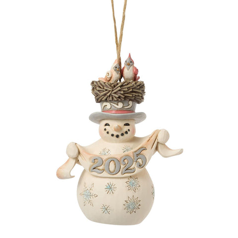 2025 White Woodland Snowman Ornament - Jim Shore